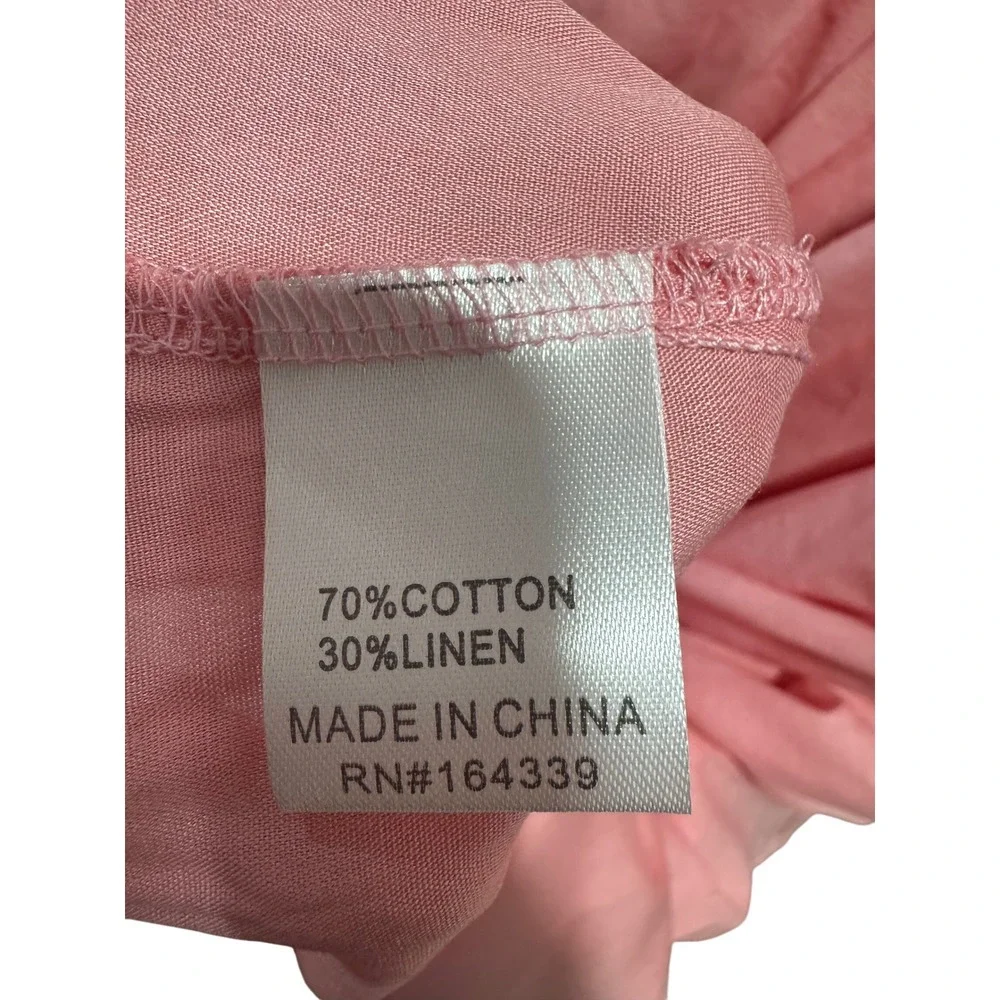 Petal & Pup Rose Pink Smocked Tube Maxi Dress Cotton Linen Blend Size L - Picture 7 of 9